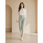 Temperament commuter high street egg cyan stiff cigarette pants 9 points pants suit bottoms 22 autumn women